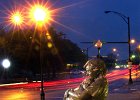 statue-AdAmer.JPG  Cars pass by a bronze statue in front of the newly-built Advance America building on Church St. in Spartanburg, SC Tuesday night. The statue was built by Santa Fe, New Mexico artist Rosie Sandifer, who is originally from Columbia, SC. (AP Photo/Spartanburg Herald-Journal/Tim Kimzey).