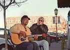 pink&#38;freddie.jpg  Little Pink Anderson and Freddie Vanderford perform on the sidewalk in Spartanburg Tuesday. The duo performed together for a NPR (National Public Radio) radio show.