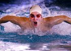 swimmeet1.JPG  Spartanburg senior Ben Pulskamp swims the Boys 100-Yd. Butterfly in the 2001 Upper State AAAA qualifying meet at the Middle Tyger YMCA in Duncan Saturday.